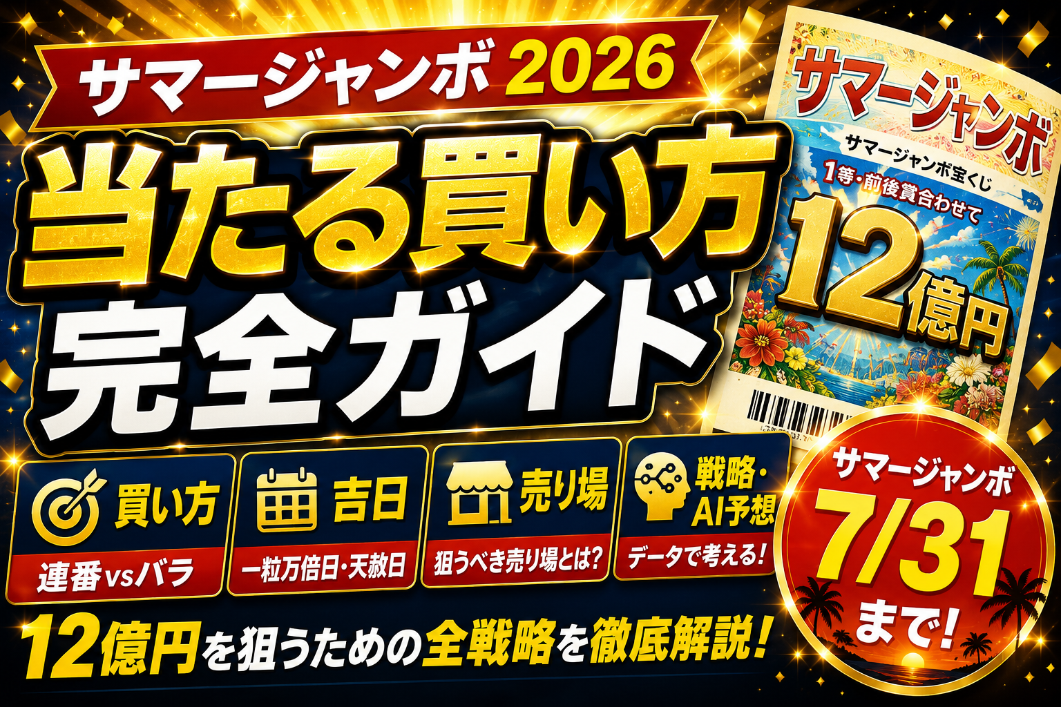 サマージャンボ 当たる買い方 完全ガイド2026｜12億円を狙うための戦略・吉日・売り場選び